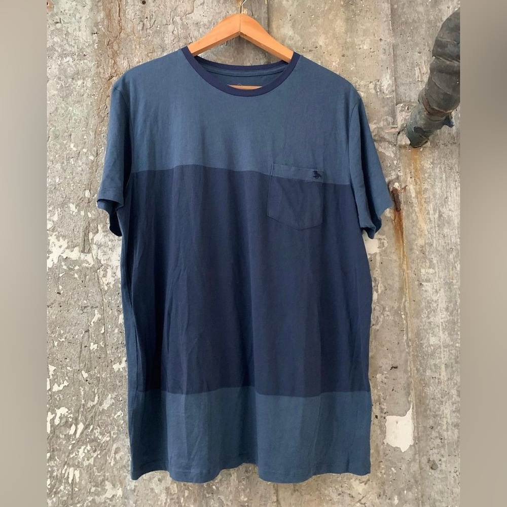 Modern Amusement Pocket T Shirt Colorblock Pattern Large